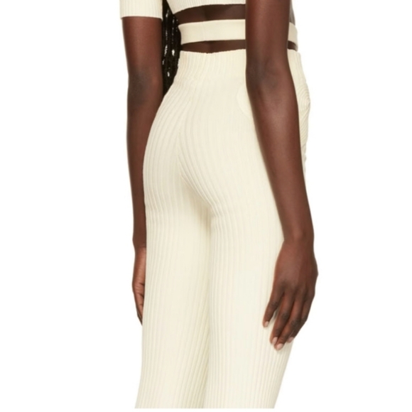 ANDREĀDAMO Off-White Ribbed Pants - Picture 3 of 12